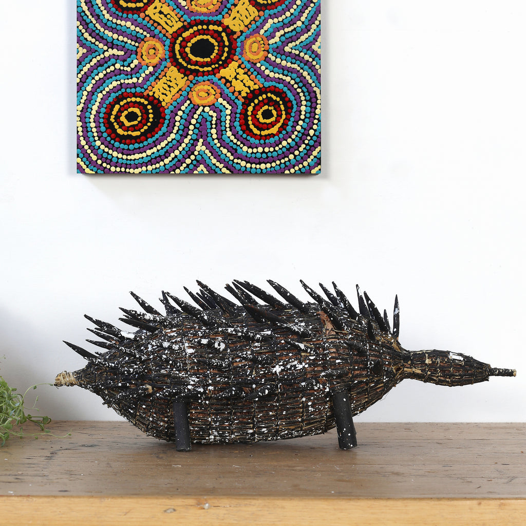 Aboriginal Art by Gloreen Campion, Ngarrbek (Echidna) Sculpture, 50cm - ART ARK®