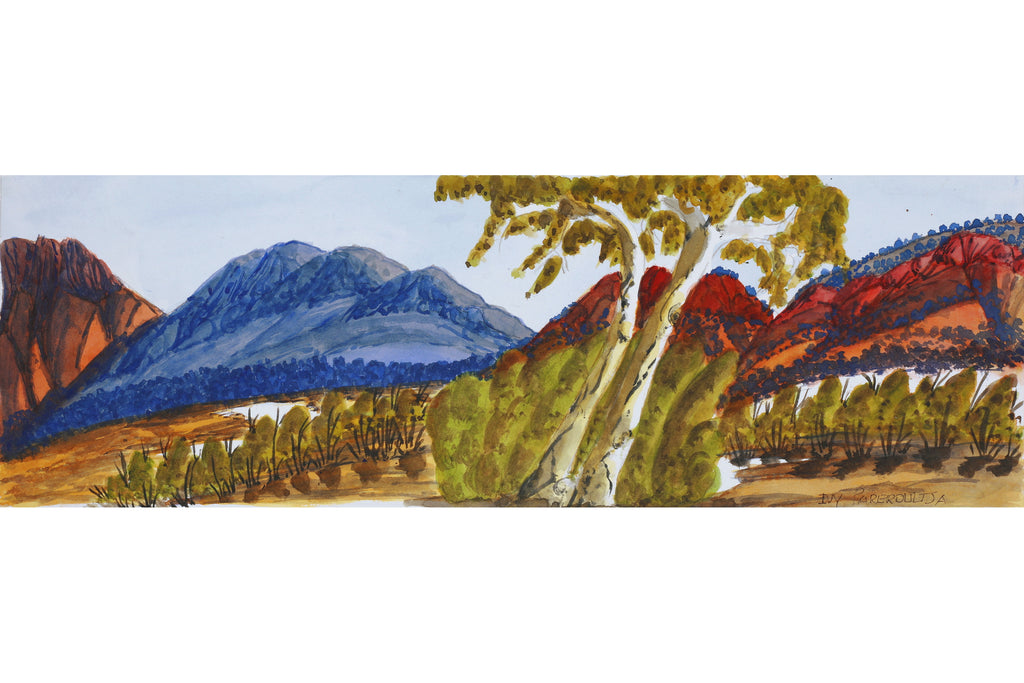 Aboriginal Art by Ivy Pareroultja, West of Glen Helen, 54x17cm - ART ARK®