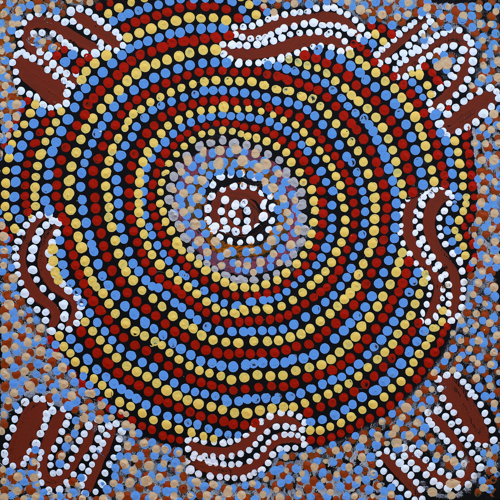 Aboriginal Art by Katrina Nampijinpa Brown, Watiya-warnu Jukurrpa (Seed Dreaming), 30x30cm - ART ARK®