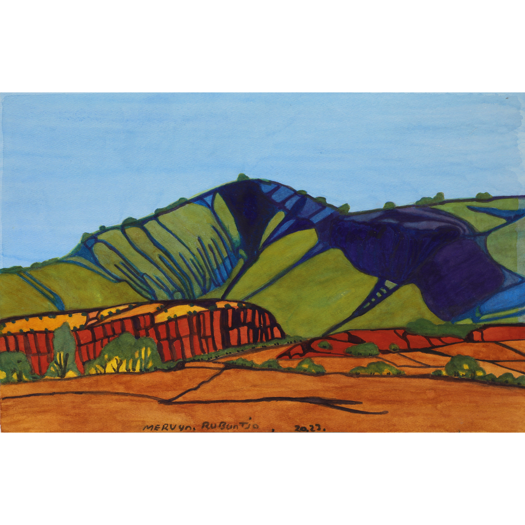 Aboriginal Art by Mervyn Rubuntja, Rutjipma (Mt Sonder), 54x35cm - ART ARK®