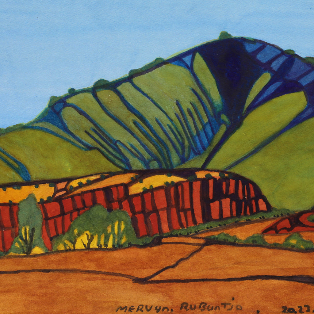 Aboriginal Art by Mervyn Rubuntja, Rutjipma (Mt Sonder), 54x35cm - ART ARK®