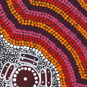 Aboriginal Art by Serita Nakamarra Ross, Pamapardu Jukurrpa (Flying Ant Dreaming) - Warntungurru, 30x30cm - ART ARK®
