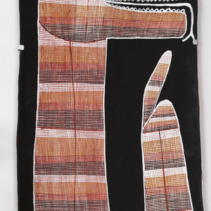 Aboriginal Art by Seymour Wulida, Ngalyod (Rainbow Serpent), 150x45cm Bark Painting - ART ARK®