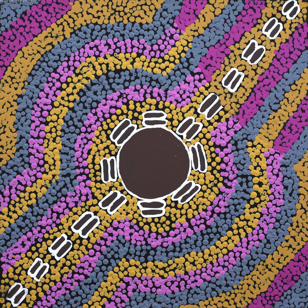 Aboriginal Art by Shemaiah Napanangka Granites, Mina Mina Jukurrpa, 30x30cm - ART ARK®