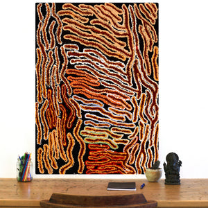 Aboriginal Art by Tjinkuma Wells, Piltati Tjukurpa, 92x66cm - ART ARK®