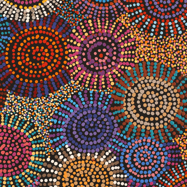 Painting 30x30cm prestretched Tina Napangardi Martin Jintiparnta Jukurrpa (Desert Truffle Dreaming) - Warlukurlangu main image 1