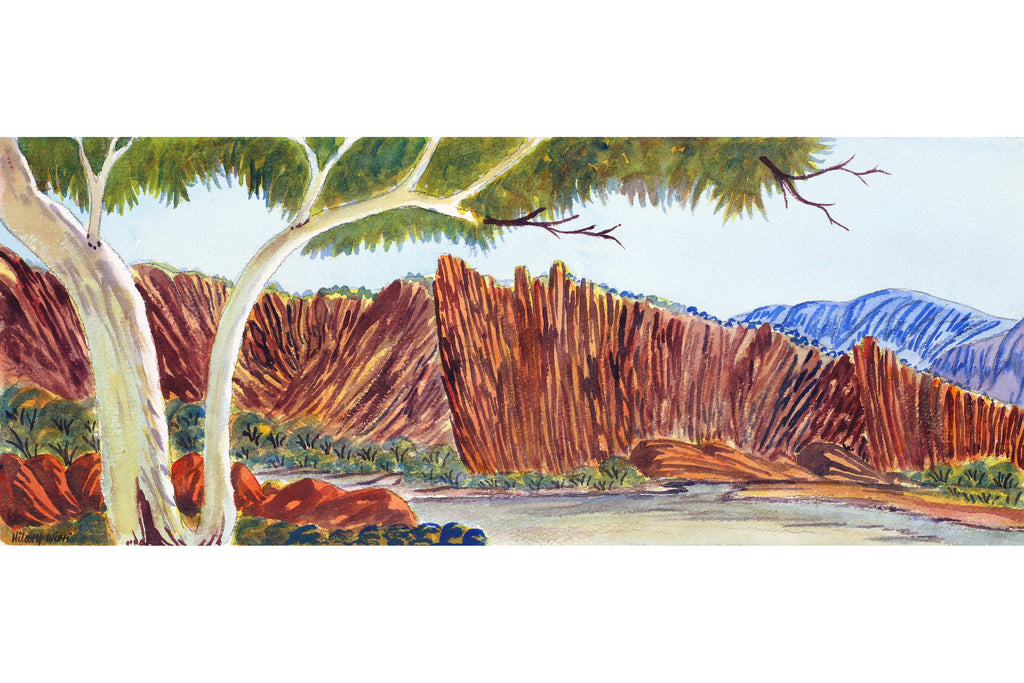 Aboriginal Art by Hilary Wirri, South of Glen Helen Gorge, 52x20.5cm - ART ARK®