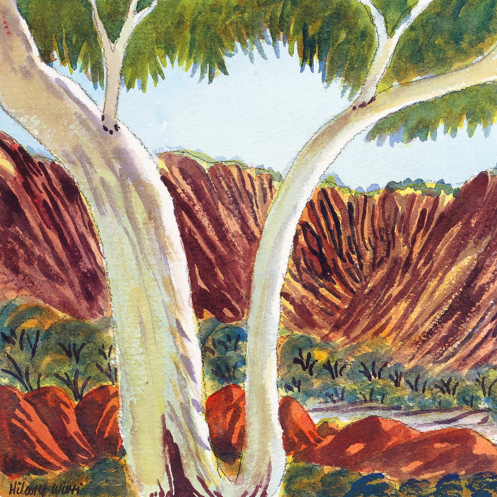 Aboriginal Art by Hilary Wirri, South of Glen Helen Gorge, 52x20.5cm - ART ARK®