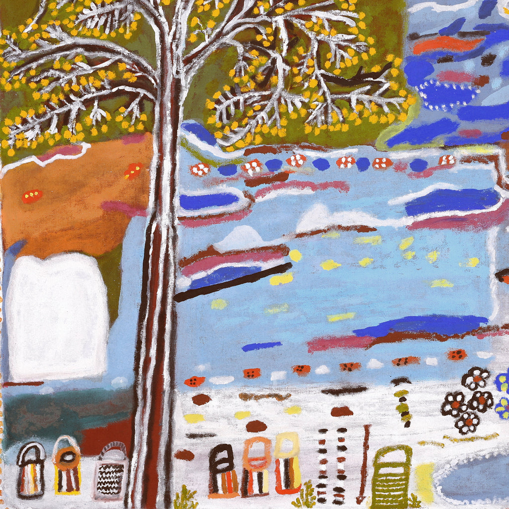 Aboriginal Art by Janet Koongotema, Waangk Alke – Story Place, 120x100cm - ART ARK®