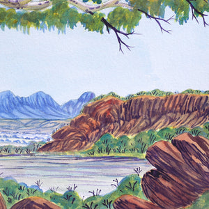 Aboriginal Art by Hilary Wirri, Mt Sonder, 53x34.5cm - ART ARK®