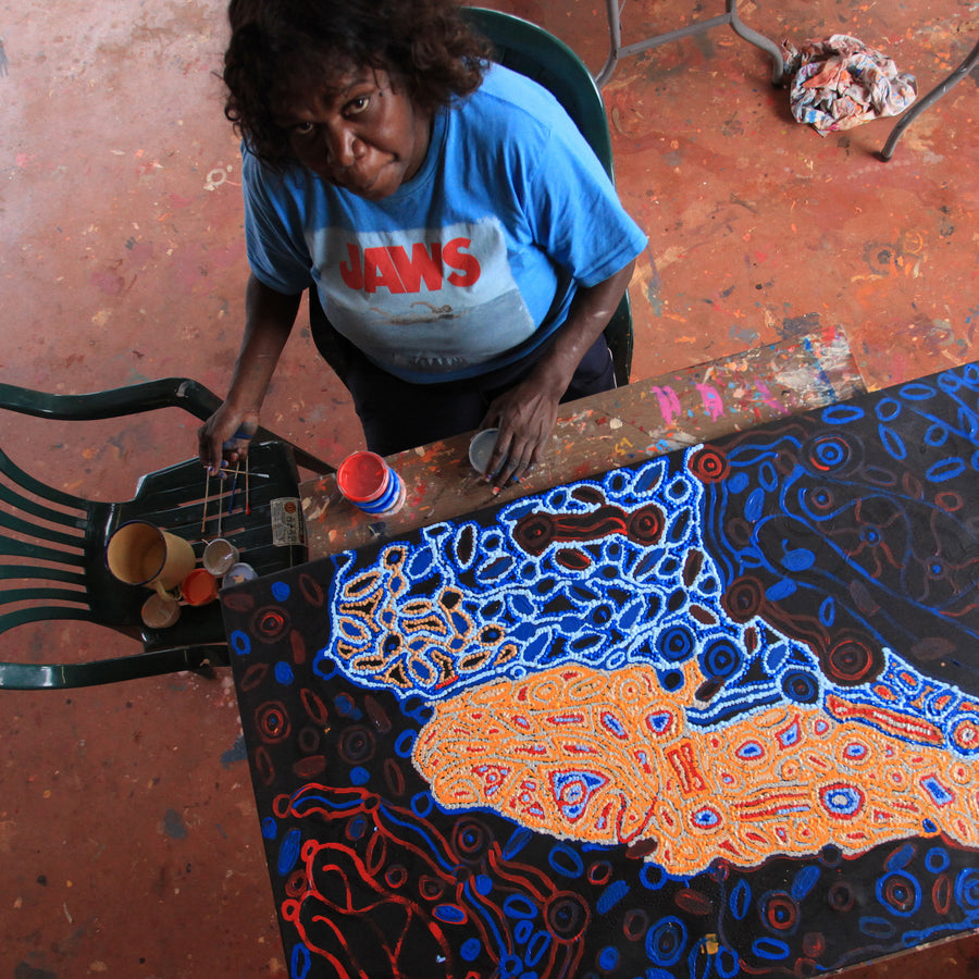 Aboriginal Artwork by Magda Nakamarra Curtis, Lappi Lappi Jukurrpa, 152x122cm