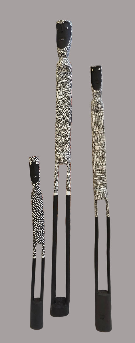 Aboriginal Artwork by Serena and Jeremiah Bonson, Warraburnburn Family, Group of 3, 130cm