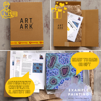 Aboriginal Artwork by Britney Nangala White, Watiya-warnu Jukurrpa (Seed Dreaming), 30x30cm