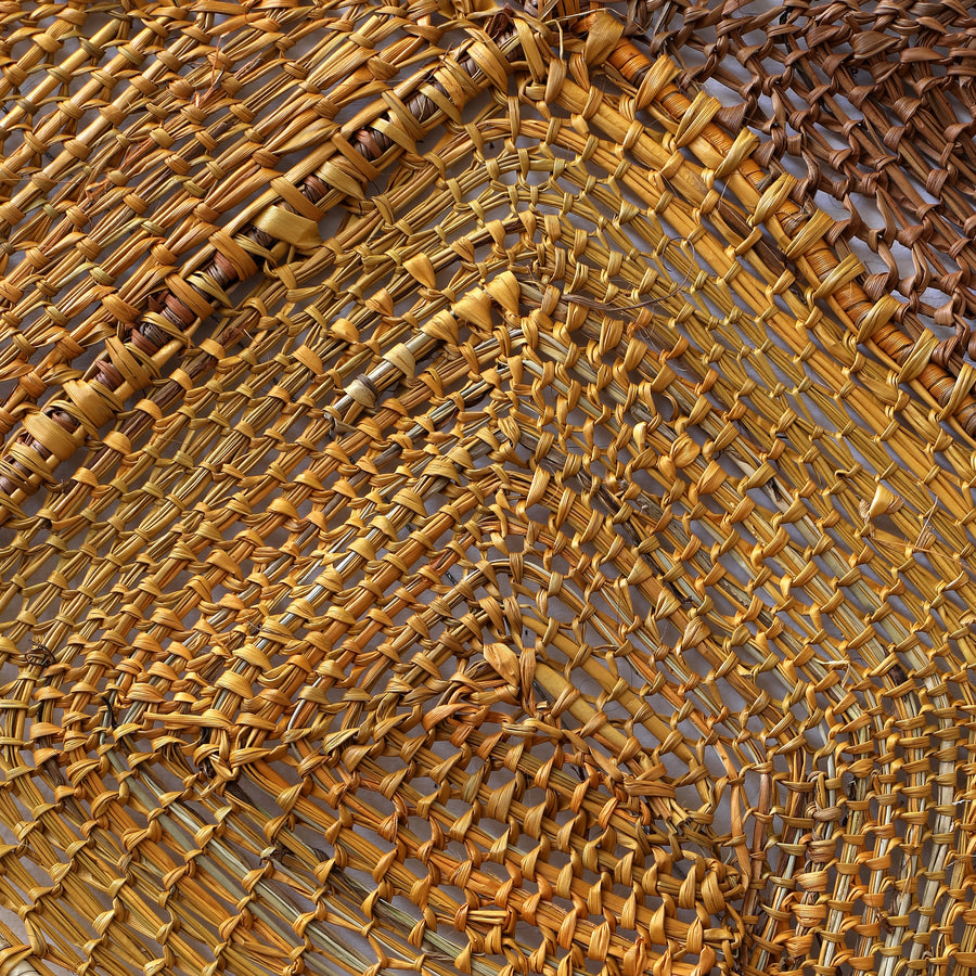 Aboriginal Artwork by Jericha Marrkula Manila, Madalaytj (Short necked turtle) Weaving, 98x76cm