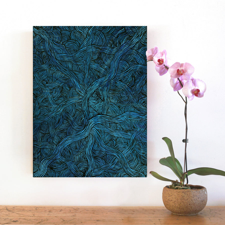 Aboriginal Artwork by Alison Multa, Women's Hairstring Dreaming, 61x46cm