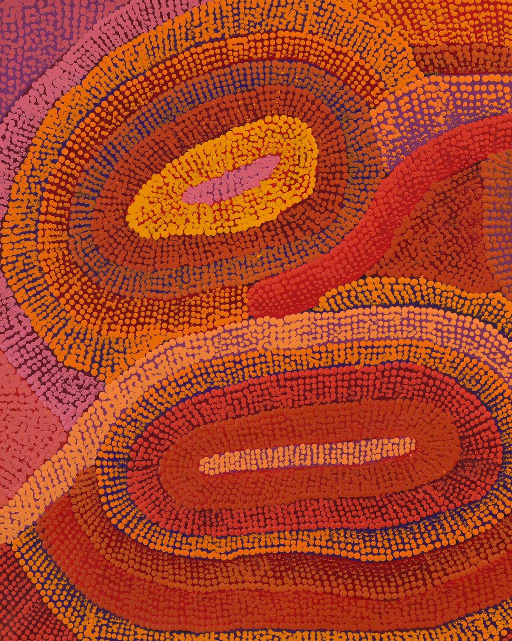 Aboriginal Artwork by Agnes Nampijinpa Brown, Ngapa Jukurrpa (Water Dreaming) - Mikanji, 107x61cm