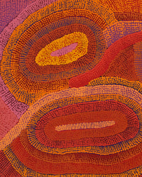 Aboriginal Artwork by Agnes Nampijinpa Brown, Ngapa Jukurrpa (Water Dreaming) - Mikanji, 107x61cm