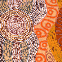 Aboriginal Artwork by Agnes Nampijinpa Brown, Ngapa Jukurrpa (Water Dreaming) - Mikanji, 107x76cm