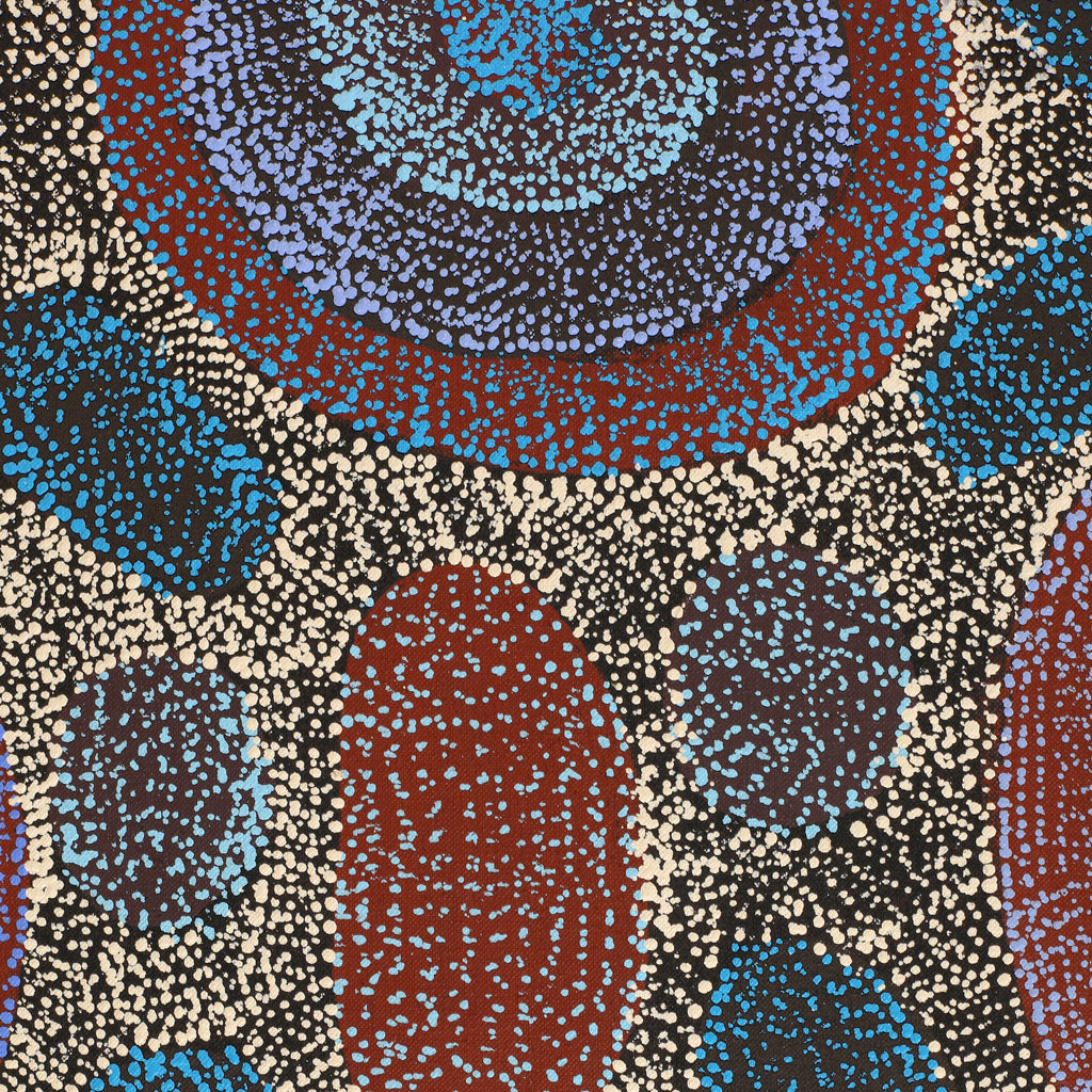 Aboriginal Artwork by Agnes Nampijinpa Brown, Ngapa Jukurrpa (Water Dreaming) - Mikanji, 122x61cm