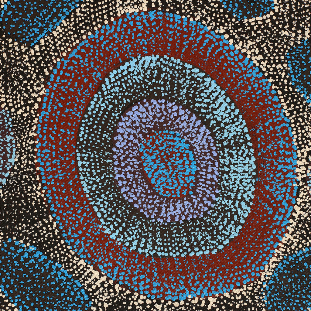Aboriginal Artwork by Agnes Nampijinpa Brown, Ngapa Jukurrpa (Water Dreaming) - Mikanji, 122x61cm