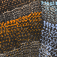 Aboriginal Artwork by Agnes Nampijinpa Brown, Ngapa Jukurrpa (Water Dreaming) - Mikanji, 91x46cm