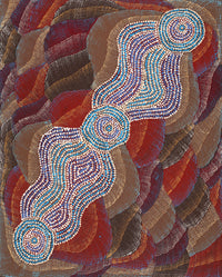 Aboriginal Artwork by Agnes Nampijinpa Brown, Ngapa Jukurrpa (Water Dreaming) - Mikanji, 76x61cm