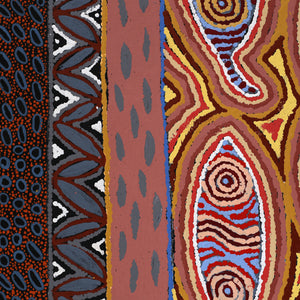 Aboriginal Artwork by Agnes Nampijinpa Fry, Ngapa Jukurrpa (Water Dreaming) - Puyurru, 152x76cm - ART ARK®