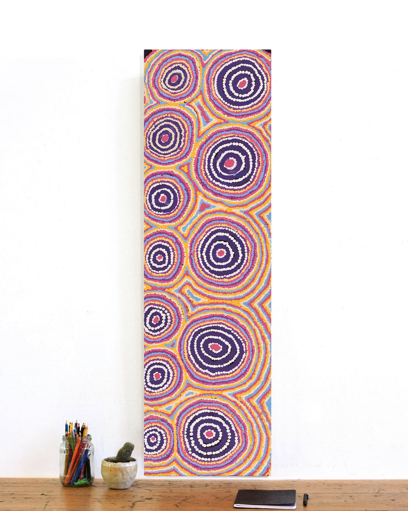 Aboriginal Artwork by Alice Nampijinpa Michaels, Lappi Lappi Dreaming, 107x30cm