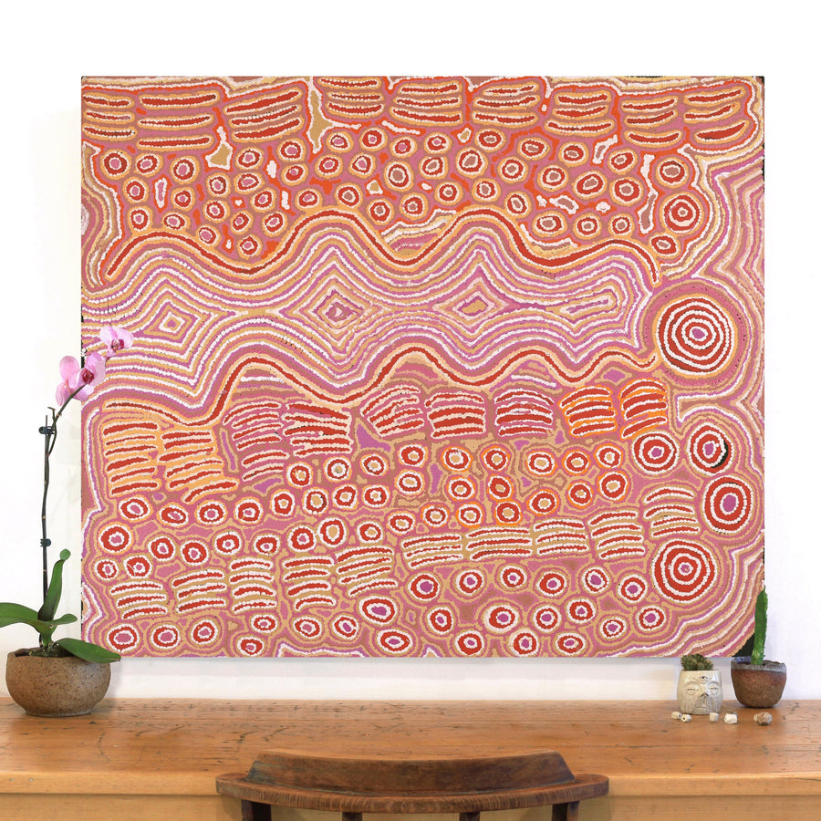 Aboriginal Artwork by Alice Nampijinpa Michaels, Lappi Lappi Dreaming, 107x91cm