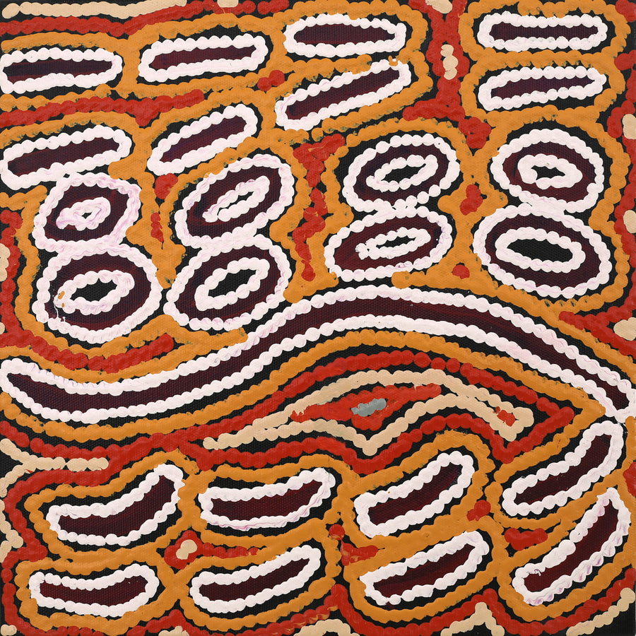 Aboriginal Artwork by Alice Nampijinpa Michaels, Lappi Lappi Jukurrpa (Lappi Lappi Dreaming), 30x30cm