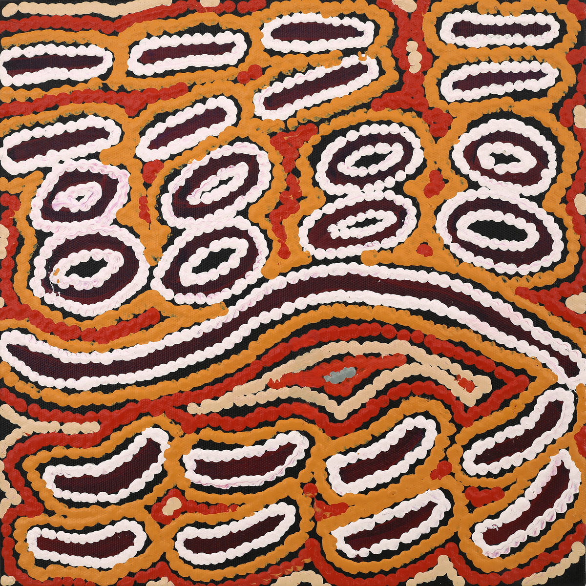 Aboriginal Art by Alice Nampijinpa Michaels, Lappi Lappi Jukurrpa (Lappi Lappi Dreaming), 30x30cm - ART ARK®