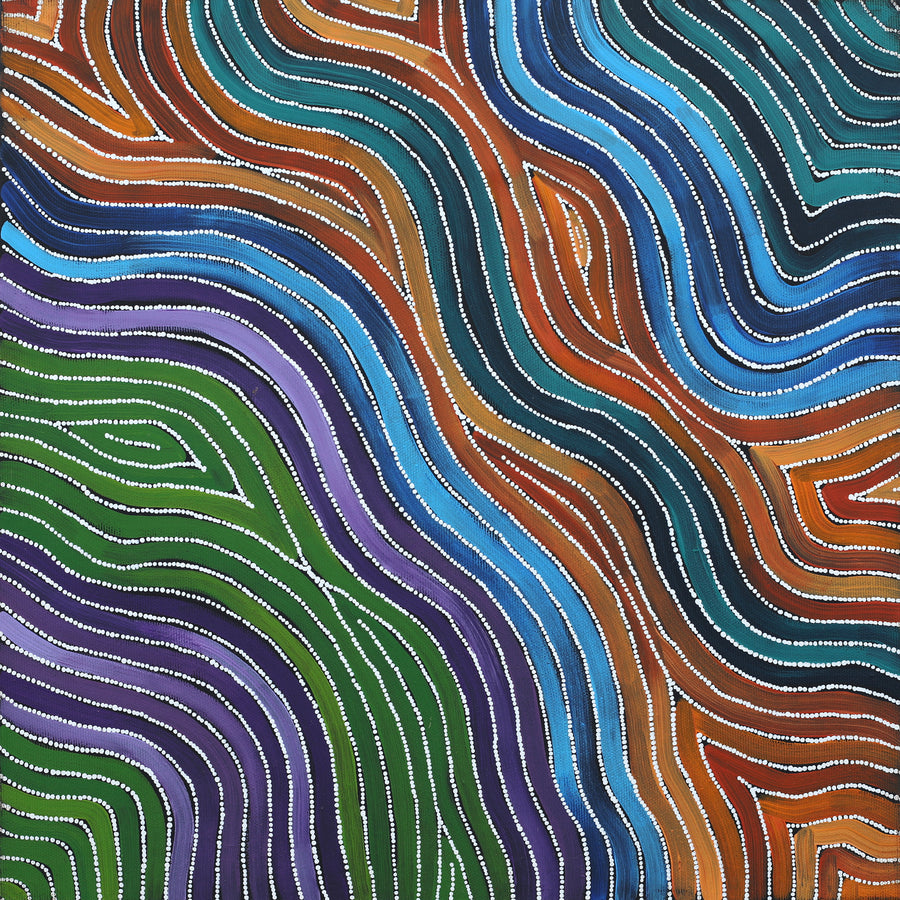 Aboriginal Artwork by Alicka Napanangka Brown, Yarla Jukurrpa (Bush Potato Dreaming), 40x40cm