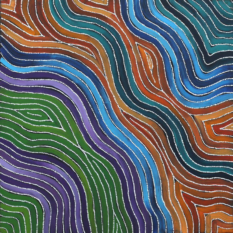 Aboriginal Artwork by Alicka Napanangka Brown, Yarla Jukurrpa (Bush Potato Dreaming), 40x40cm