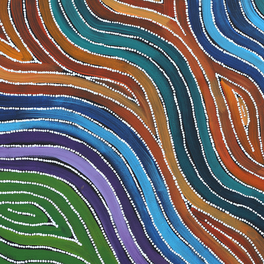Aboriginal Artwork by Alicka Napanangka Brown, Yarla Jukurrpa (Bush Potato Dreaming), 40x40cm