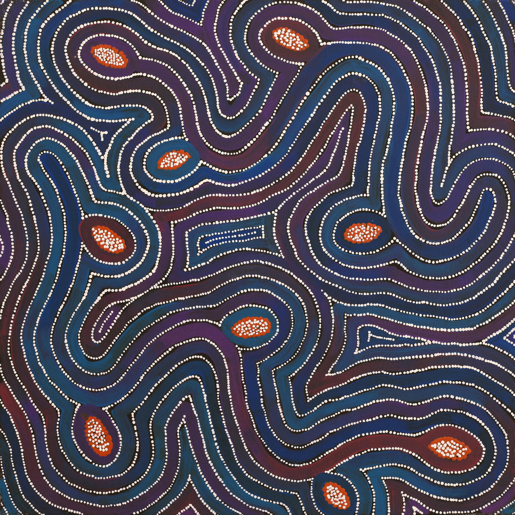 Aboriginal Artwork by Alicka Napanangka Brown, Yarla Jukurrpa (Bush Potato Dreaming), 40x40cm - ART ARK®
