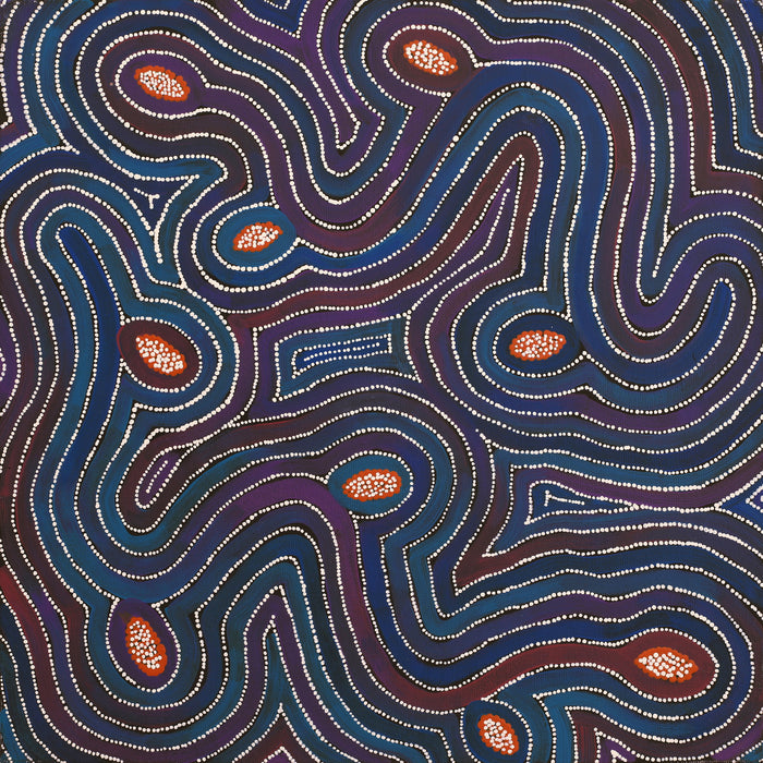 Aboriginal Art by Alicka Napanangka Brown, Yarla Jukurrpa (Bush Potato Dreaming), 40x40cm - ART ARK®