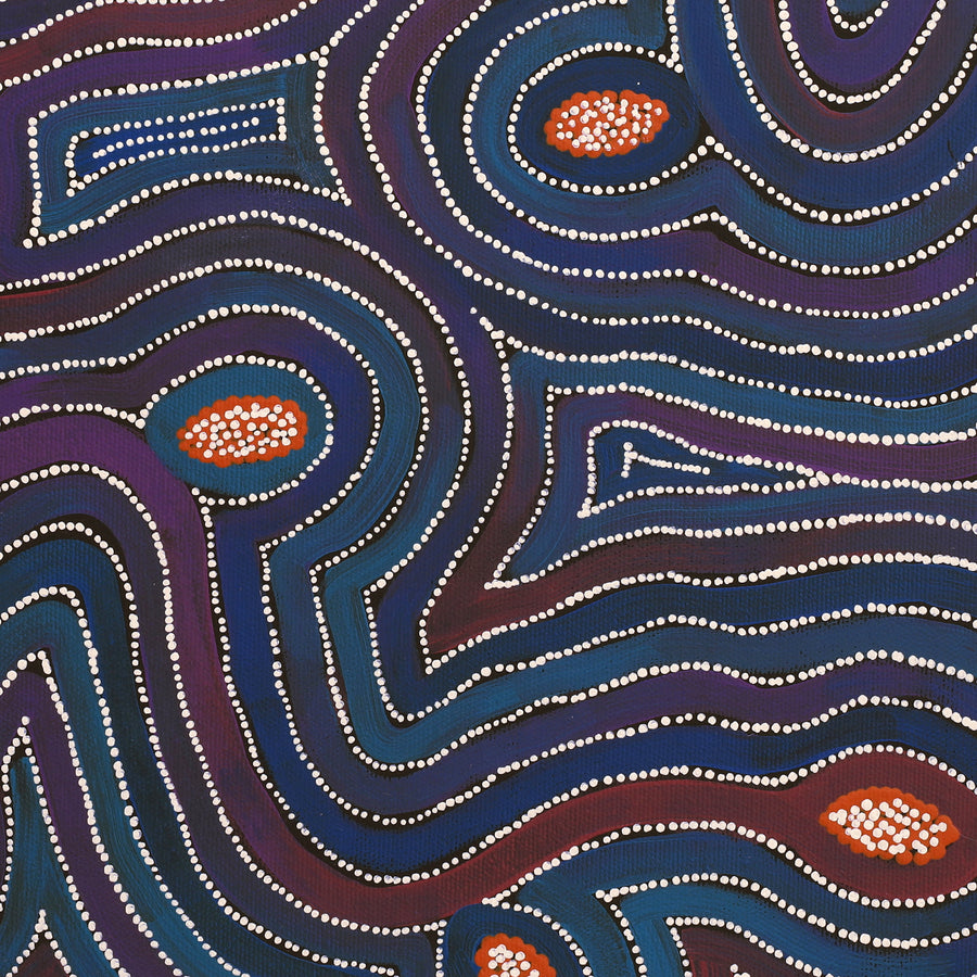 Aboriginal Artwork by Alicka Napanangka Brown, Yarla Jukurrpa (Bush Potato Dreaming), 40x40cm