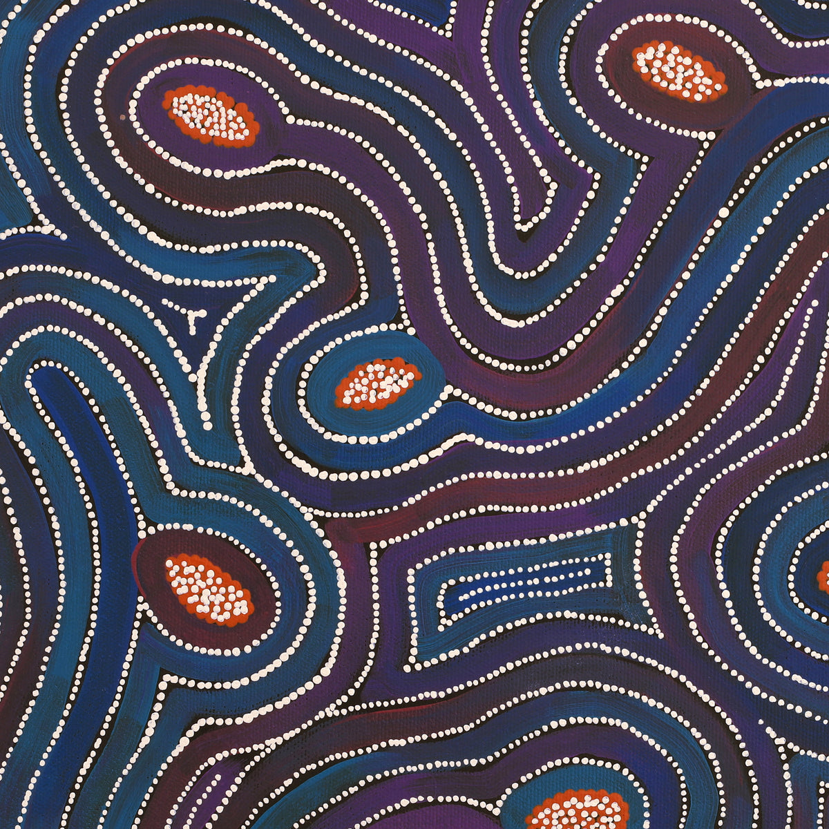 Aboriginal Art by Alicka Napanangka Brown, Yarla Jukurrpa (Bush Potato Dreaming), 40x40cm - ART ARK®