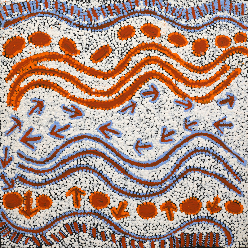 Aboriginal Artwork by Alma Nangala Robertson, Mina Mina Jukurrpa (Mina Mina Dreaming) - Janyinki, 40x40cm