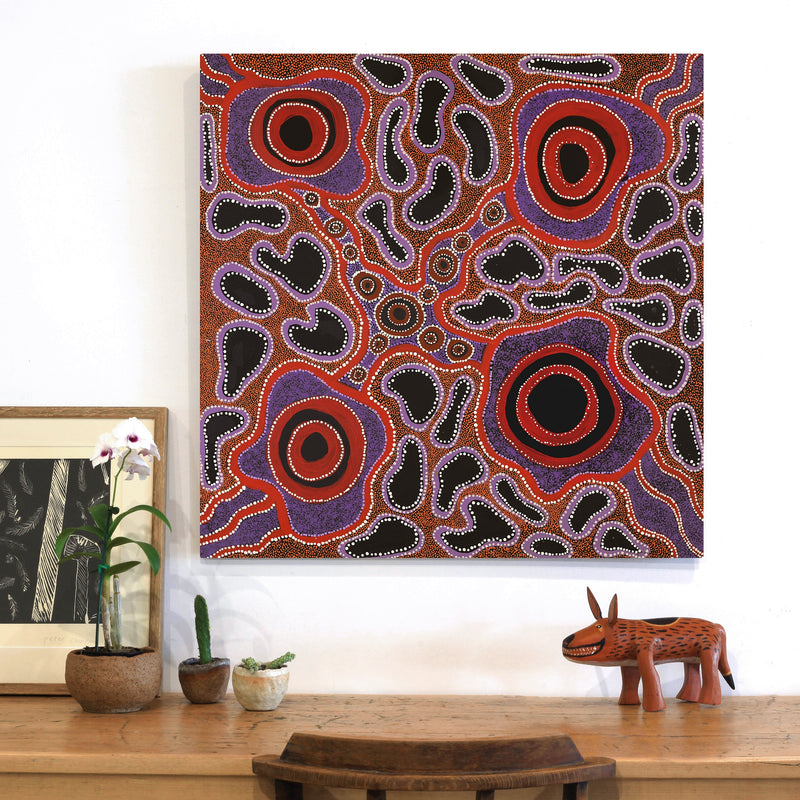 Aboriginal Artwork by Amanda Dager, Walka, 91x91cm