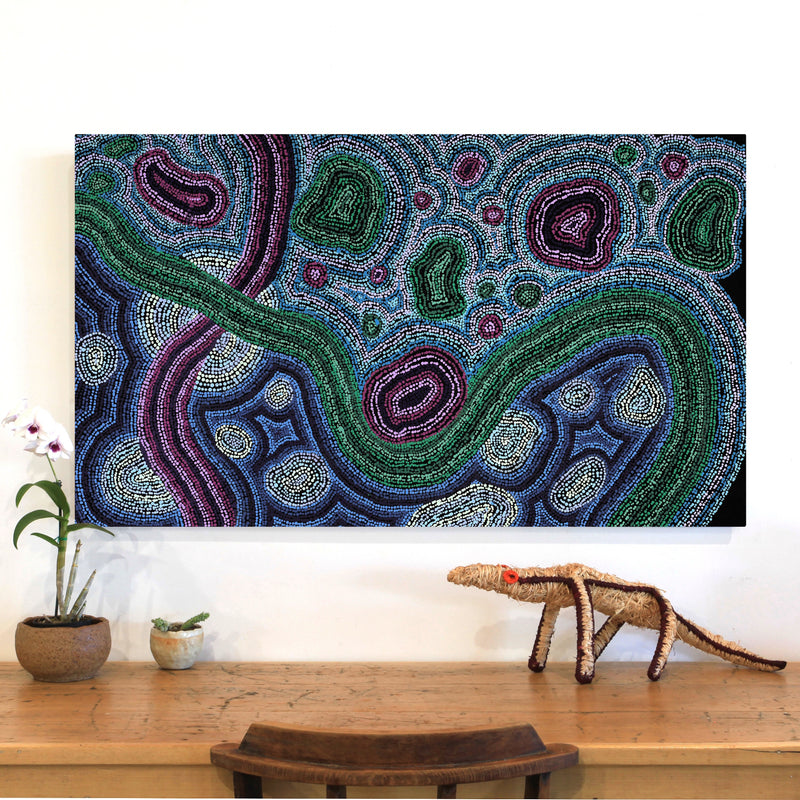 Aboriginal Artwork by Amanda Daegar, Ngayuku Ngura, 120x70cm
