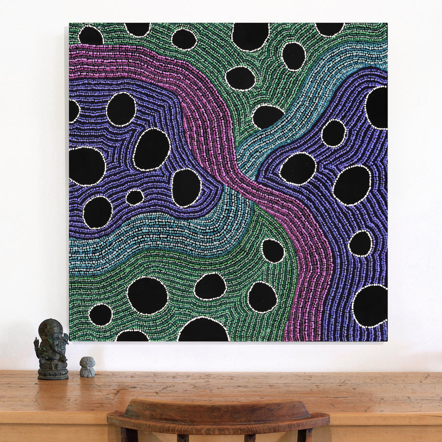 Aboriginal Artwork by Amanda Daegar, Ngayuku Ngura (My Country), 90x90cm