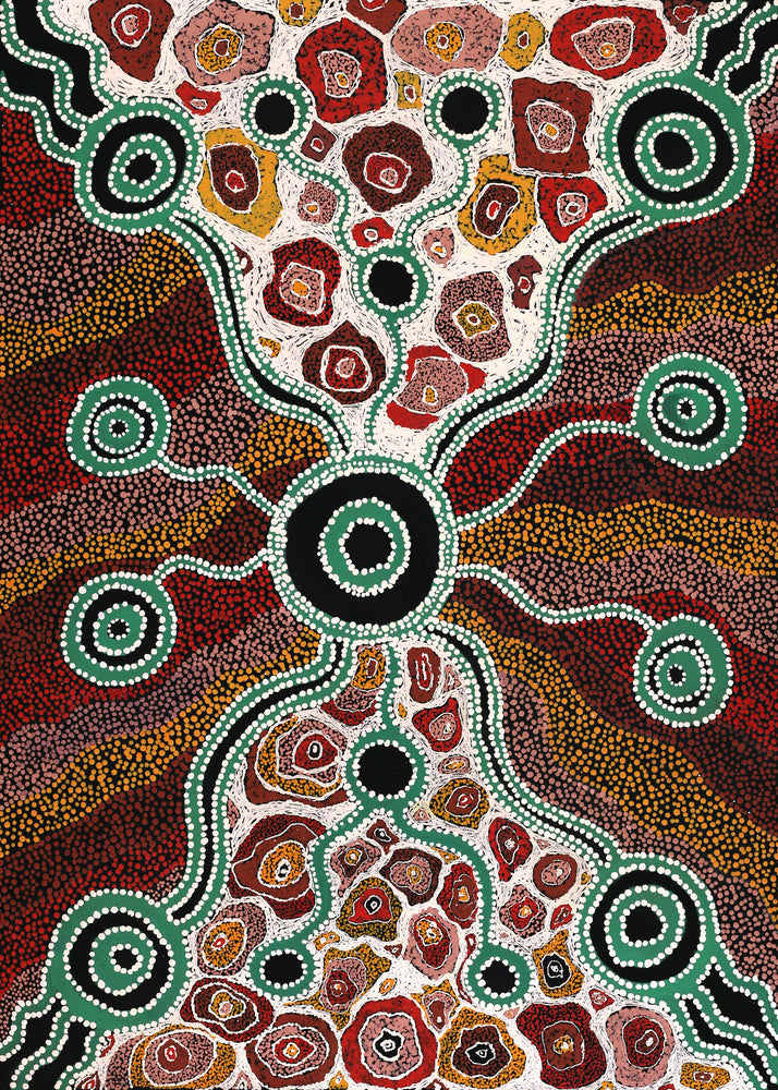 Aboriginal Artwork by Amanda Daeger, Walka, 91x65cm