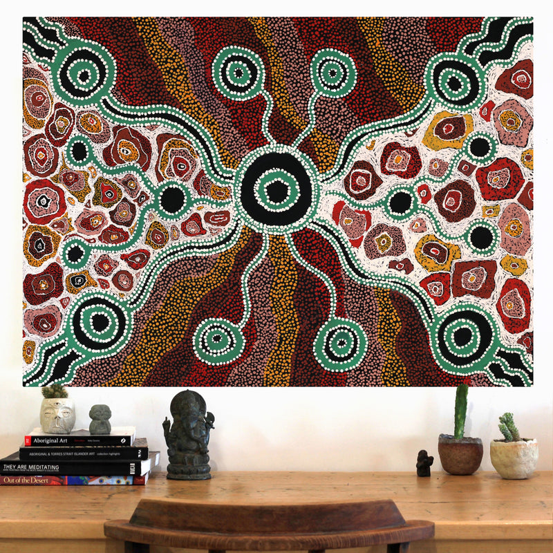 Aboriginal Artwork by Amanda Daeger, Walka, 91x65cm