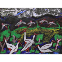 Aboriginal Artwork by Andrew Robertson, Brolga, 60x45cm