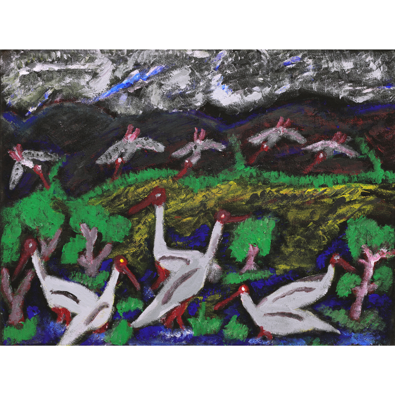 Aboriginal Artwork by Andrew Robertson, Brolga, 60x45cm