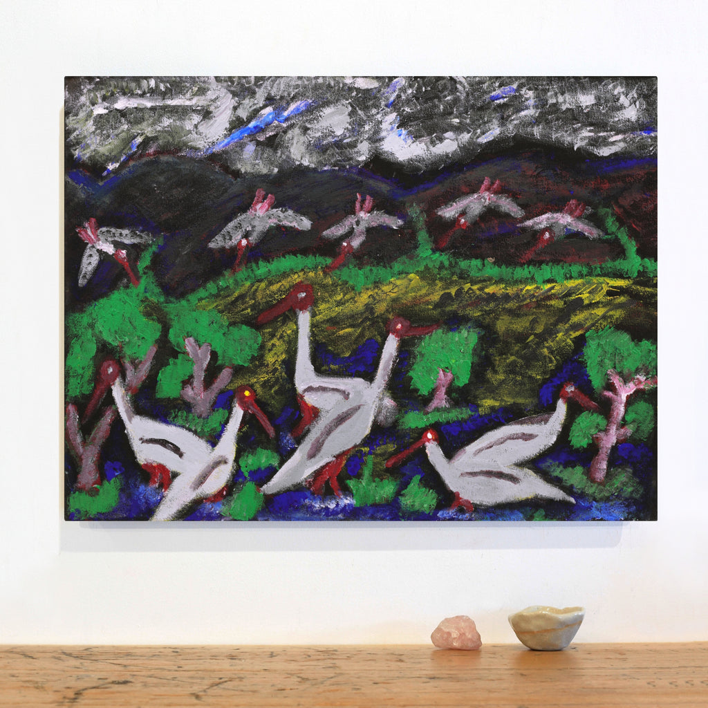 Aboriginal Artwork by Andrew Robertson, Brolga, 60x45cm