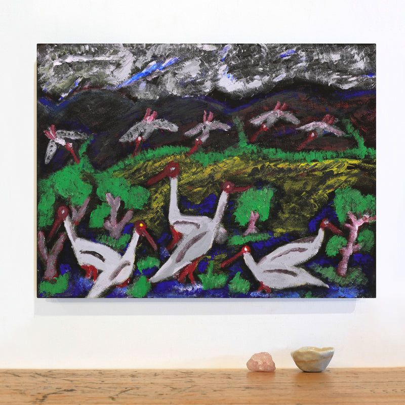 Aboriginal Artwork by Andrew Robertson, Brolga, 60x45cm