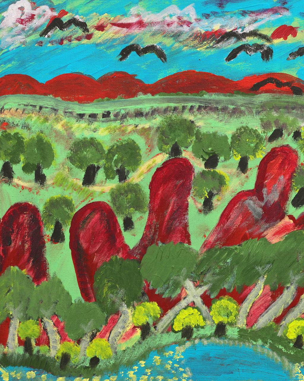 Aboriginal Artwork by Andrew Robertson, Mana Country, 60x45cm