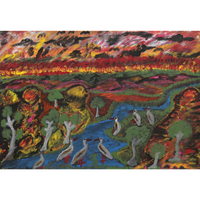 Aboriginal Artwork by Andrew Robertson, Birds Watching the Fires, 65x45cm